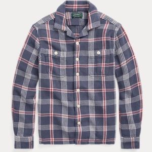 Polo country long sleeve plaid button front shirt pockets front